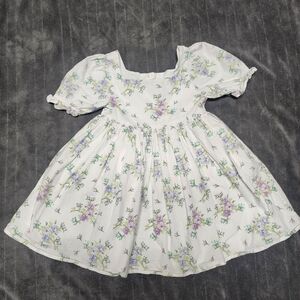 Janie and Jack Floral Seersucker Puff Sleeve Dress Size 5